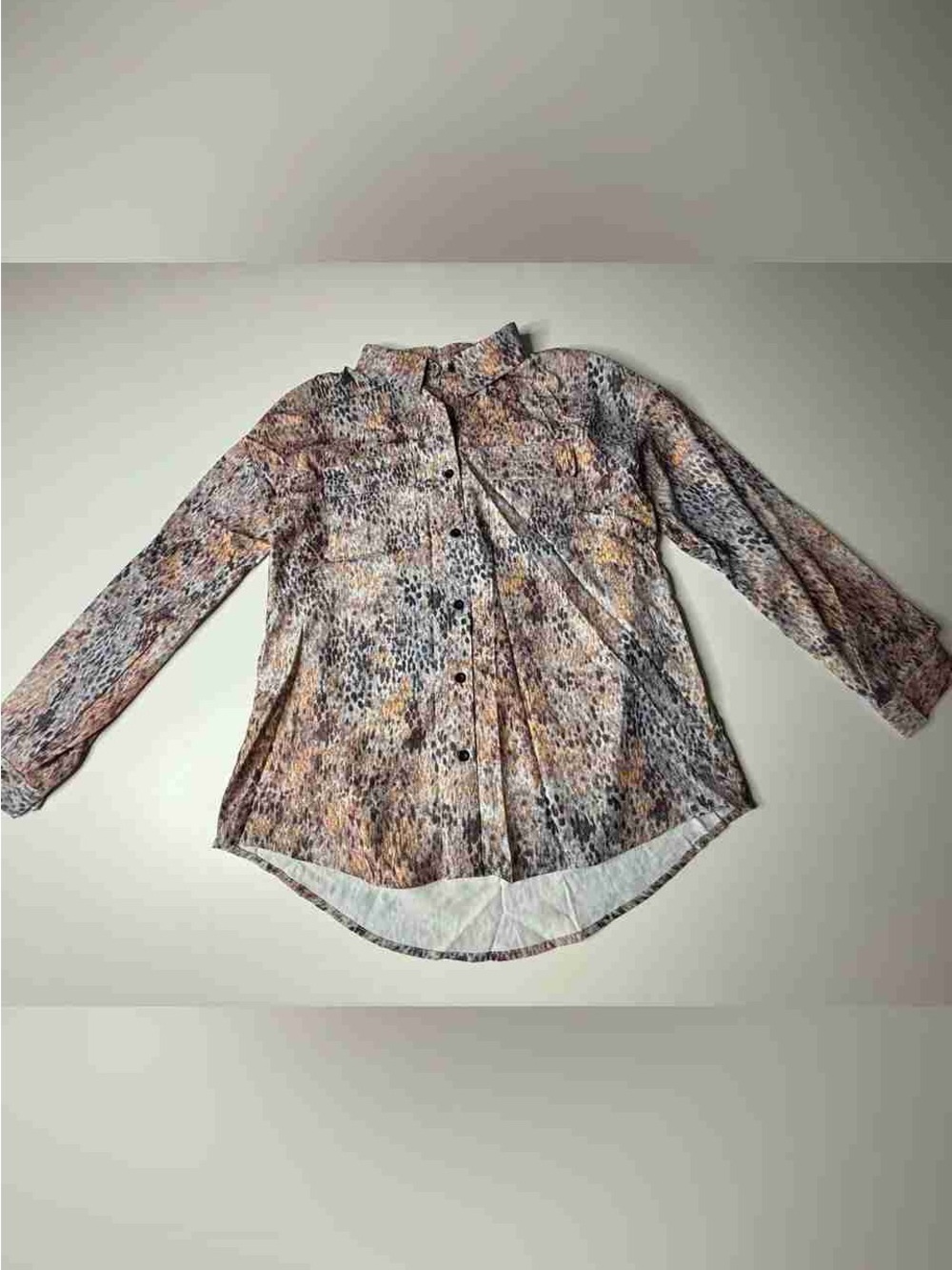 Womens Multicolor Printed Button-Front Shirt